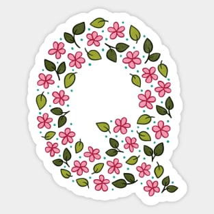 Floral Monogram Letter Q Sticker